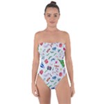 New Year Christmas Winter Pattern Tie Back One Piece Swimsuit
