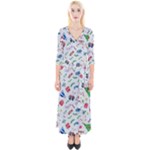 New Year Christmas Winter Pattern Quarter Sleeve Wrap Maxi Dress