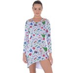 New Year Christmas Winter Pattern Asymmetric Cut-Out Shift Dress