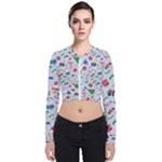 New Year Christmas Winter Pattern Long Sleeve Zip Up Bomber Jacket