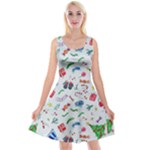 New Year Christmas Winter Pattern Reversible Velvet Sleeveless Dress