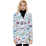 New Year Christmas Winter Pattern Button Up Hooded Coat 