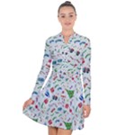 New Year Christmas Winter Pattern Long Sleeve Panel Dress