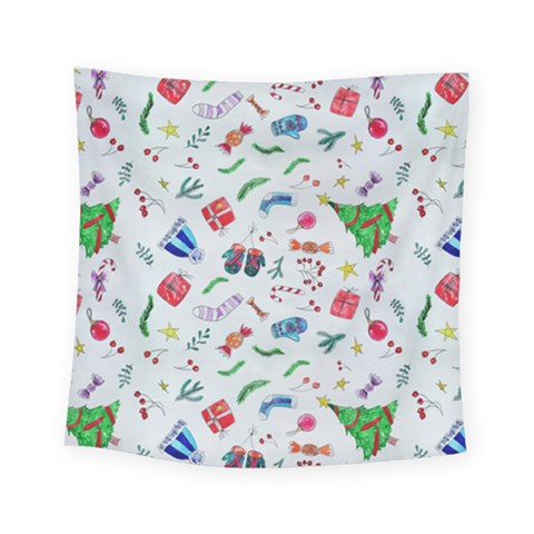 New Year Christmas Winter Pattern Square Tapestry (Small) from ArtsNow.com