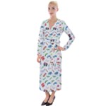 New Year Christmas Winter Pattern Velvet Maxi Wrap Dress