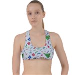 New Year Christmas Winter Pattern Criss Cross Racerback Sports Bra