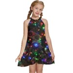 Christmas Lights Kids  Halter Collar Waist Tie Chiffon Dress
