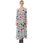 New Year Christmas Winter Pattern Button Up Boho Maxi Dress