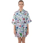 New Year Christmas Winter Pattern Half Sleeve Satin Kimono 