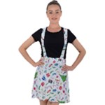 New Year Christmas Winter Pattern Velvet Suspender Skater Skirt