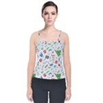 New Year Christmas Winter Pattern Velvet Spaghetti Strap Top