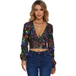 Christmas Lights Long Sleeve Deep-V Velour Top