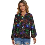 Christmas Lights Women s Long Sleeve Button Up Shirt