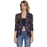 Christmas Lights Women s 3/4 Sleeve Ruffle Edge Open Front Jacket