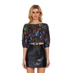 Christmas Lights Mid Sleeve Drawstring Hem Top