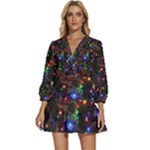 Christmas Lights V-Neck Placket Mini Dress