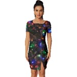 Christmas Lights Fitted Knot Split End Bodycon Dress