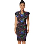 Christmas Lights Vintage Frill Sleeve V-Neck Bodycon Dress