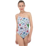 New Year Christmas Winter Pattern Classic One Shoulder Swimsuit