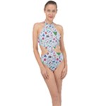 New Year Christmas Winter Pattern Halter Side Cut Swimsuit
