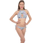 New Year Christmas Winter Pattern Cross Front Halter Bikini Set