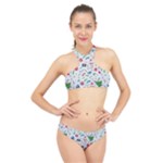 New Year Christmas Winter Pattern High Neck Bikini Set