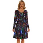 Christmas Lights Long Sleeve Dress With Pocket