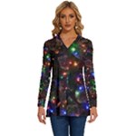 Christmas Lights Long Sleeve Drawstring Hooded Top
