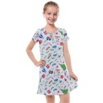 New Year Christmas Winter Pattern Kids  Cross Web Dress