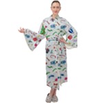 New Year Christmas Winter Pattern Maxi Velvet Kimono