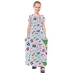 New Year Christmas Winter Pattern Kids  Short Sleeve Maxi Dress
