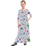 New Year Christmas Winter Pattern Kids  Quarter Sleeve Maxi Dress