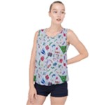 New Year Christmas Winter Pattern Bubble Hem Chiffon Tank Top