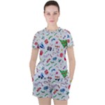 New Year Christmas Winter Pattern Women s T-Shirt and Shorts Set