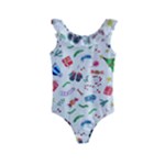 New Year Christmas Winter Pattern Kids  Frill Swimsuit