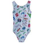 New Year Christmas Winter Pattern Kids  Cut-Out Back One Piece Swimsuit