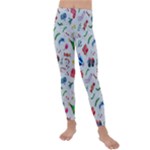 New Year Christmas Winter Pattern Kids  Lightweight Velour Leggings