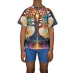 Tree Cosmic Spiritual Meditation Kids  Short Sleeve Swimwear