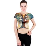 Tree Cosmic Spiritual Meditation Crew Neck Crop Top