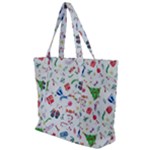 New Year Christmas Winter Pattern Zip Up Canvas Bag