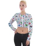 New Year Christmas Winter Pattern Long Sleeve Cropped Velvet Jacket