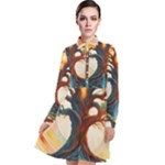 Tree Cosmic Spiritual Meditation Long Sleeve Chiffon Shirt Dress