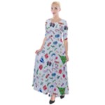 New Year Christmas Winter Pattern Half Sleeves Maxi Dress