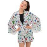 New Year Christmas Winter Pattern Long Sleeve Kimono