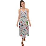 New Year Christmas Winter Pattern Halter Tie Back Dress 