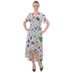New Year Christmas Winter Pattern Front Wrap High Low Dress