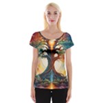 Tree Cosmic Spiritual Meditation Cap Sleeve Top
