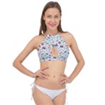 New Year Christmas Winter Pattern Cross Front Halter Bikini Top