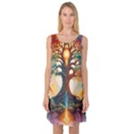 Tree Cosmic Spiritual Meditation Sleeveless Satin Nightdress