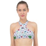 New Year Christmas Winter Pattern High Neck Bikini Top